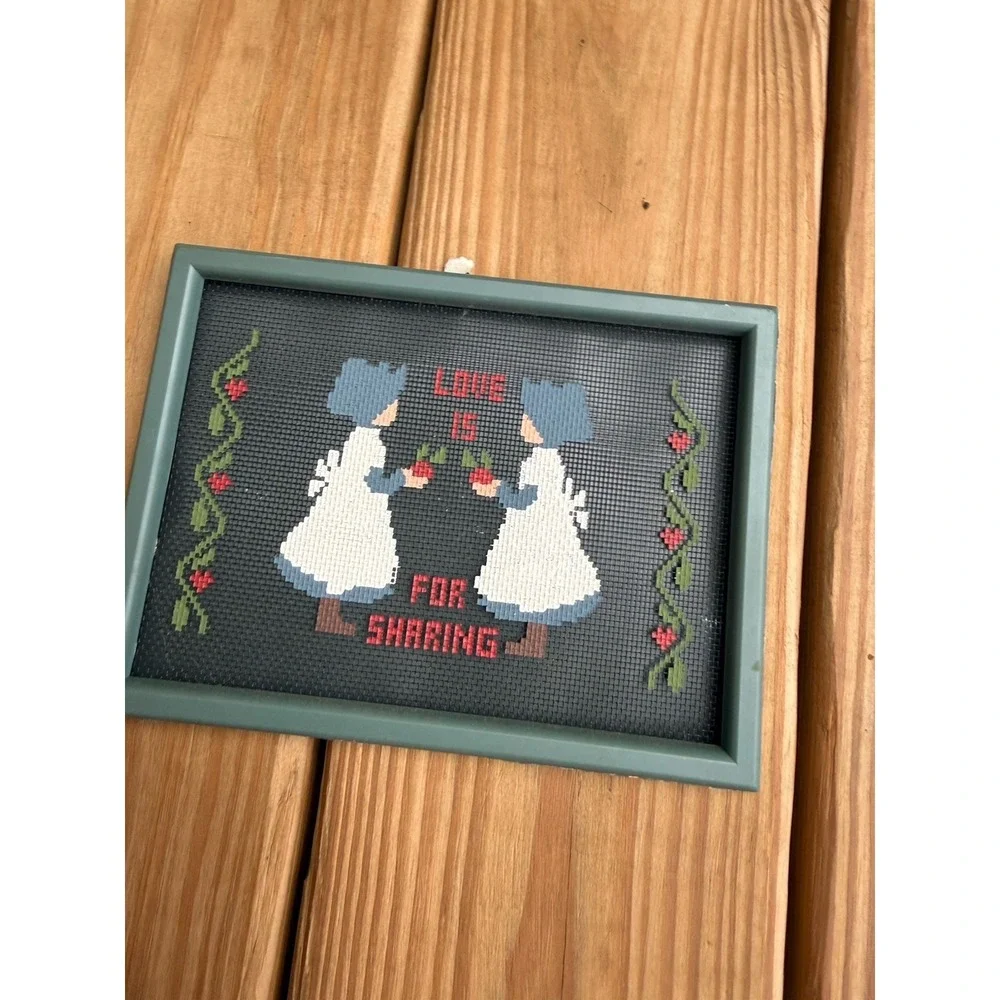 Vtg 80s Pickin Paint Country Geese & Love Is For Sharing Framed Cottagecore